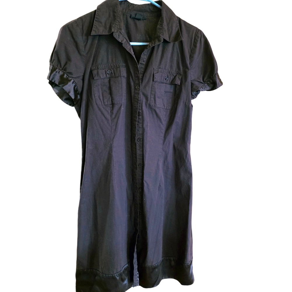 BCX‎ Brown Button Up Dress Shirt Dress Short Sleeve Casual Career Medium